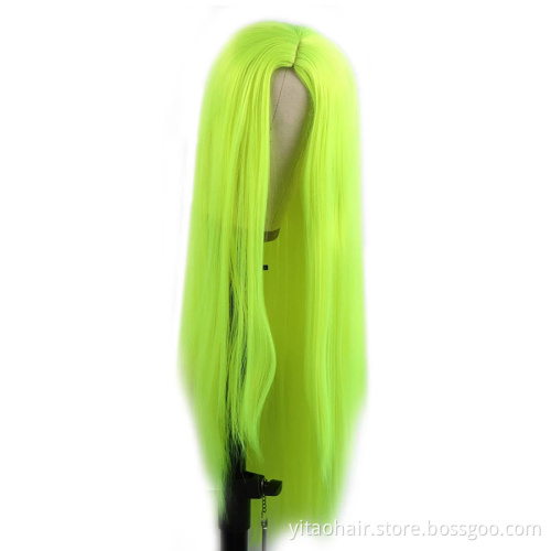 Glueless Cosplay Cheap Synthetic Wigs Light French colorful  Hair Long Silk Straight party wig with Heat Resistant Fiber Hair